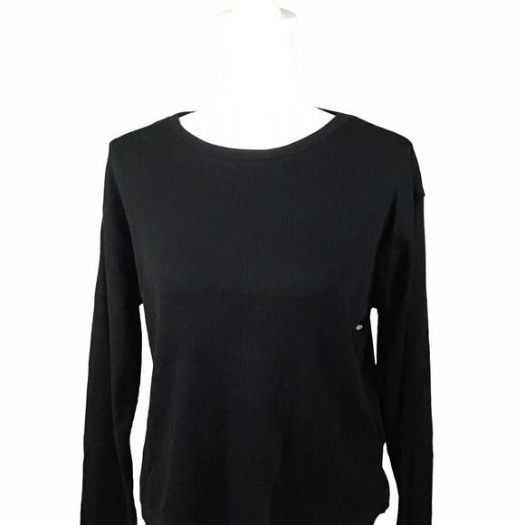RDI Women’s Large Black Waffle Knit Thermal Crewneck Pullover - Picture 6 of 16